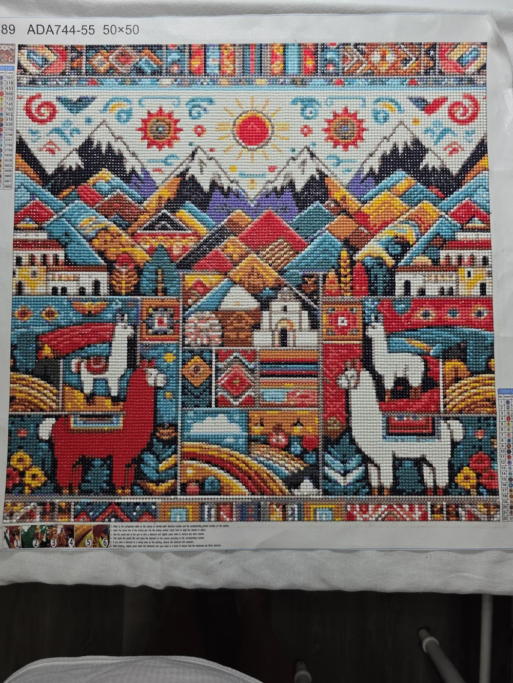 Colorful Llama Mountain Tapestry Wall Art - Multi